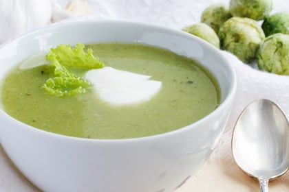Creamy potato and Brussels sprout soup