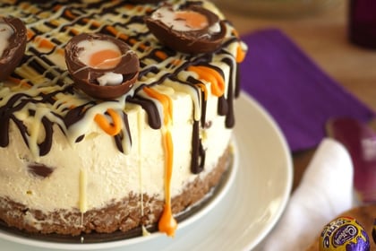 No-bake Cadbury Creme Egg cheesecake